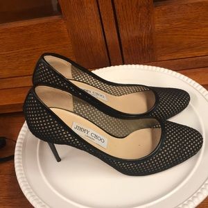 Jimmy Choo London Black Mesh Heels